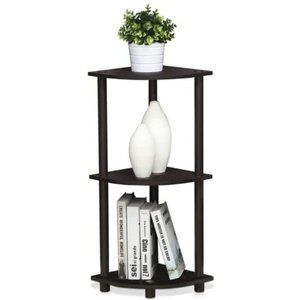 Furinno - Turn-N-Tube 3-Tier Corner Display Multipurpose Shelving Unit, Dark Wal